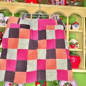 Vineyard Vines boho colorful corduroy orange checkered mini skirt!